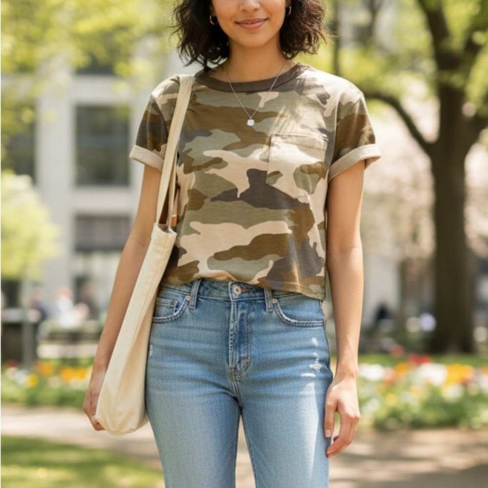 Madewell Cottontail Camo Cropped Tee
